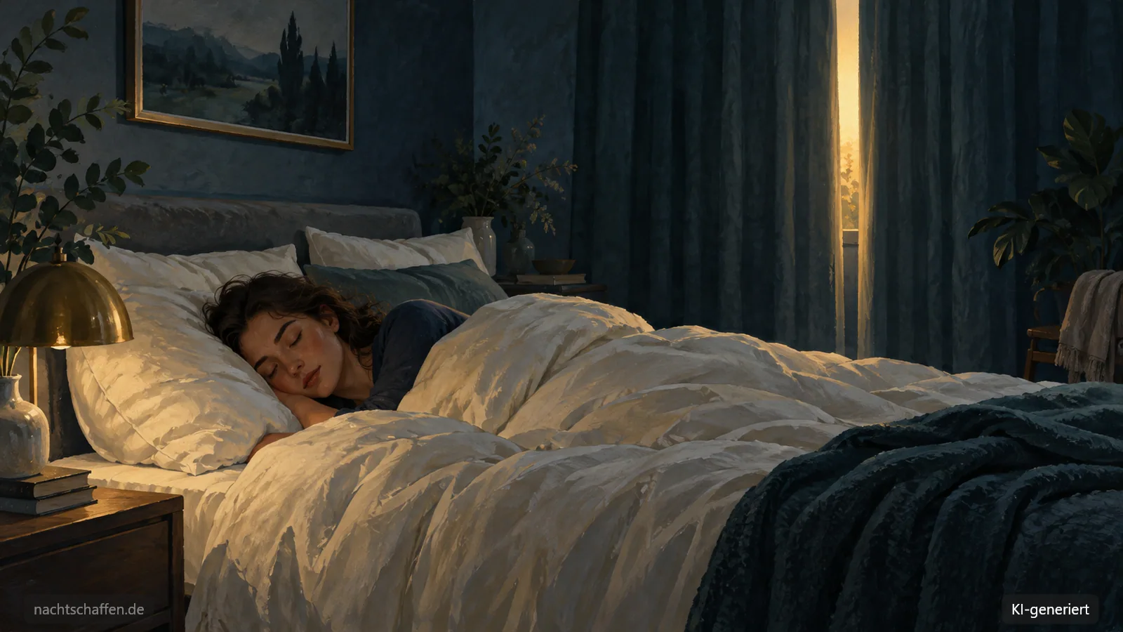 Illustration: Schlaf am Tag in einem verdunkelten Zimmer